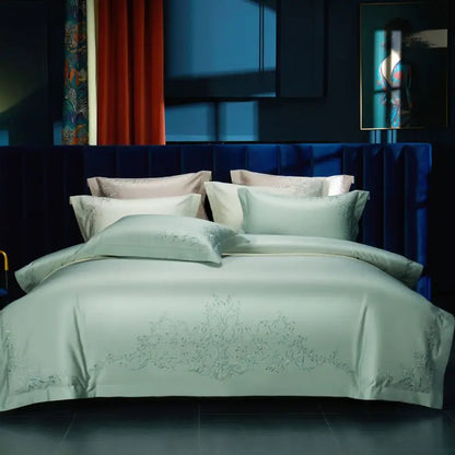 Decorbites™ Elegante Blumenstickerei 1000TC Ägyptische Baumwoll-Bettwäsche-Set Heimtextilien