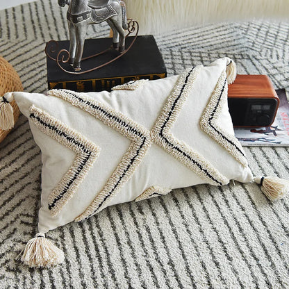 DecorBites™ Geometric Embroidery Cushion Cover with Tassel, Home Decor Pillowcase, Various Sizes