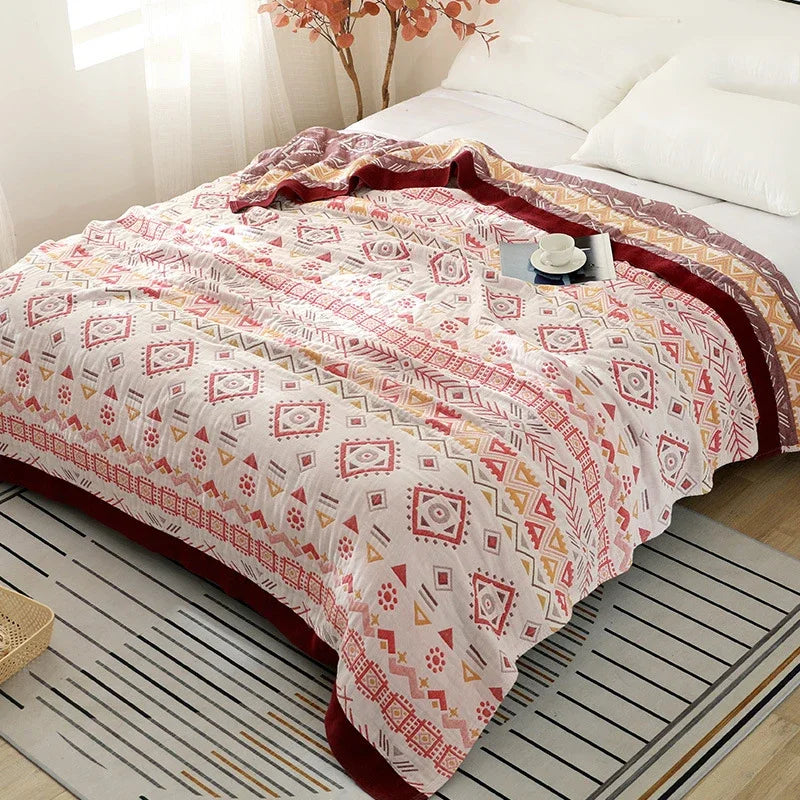 DecorBites™ Cotton Gauze Geometry Summer Blanket