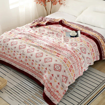 DecorBites™ Cotton Gauze Geometry Summer Blanket