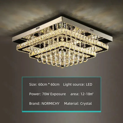 DecorBites™ Crystal LED Chandelier Silver Chrome Remote Control Light