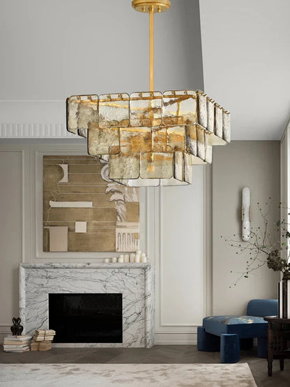 Decorbites™ Gold-Glas-Lüster Luxe-Wohnzimmer-Beleuchtung Luxuriöse Hängelampe