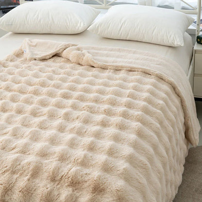 DecorBites™ Cozy Faux Rabbit Velvet Blanket for Office Nap – Twin Size Luxurious Solid Color Woolen Blanket