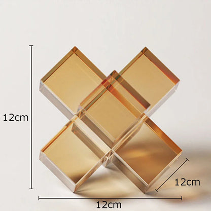 Decorbites™ Kreuz-Kristall-Geometrische-Glas-Skulptur-Schreibtisch-Dekoration Frosted Quadratische Statue
