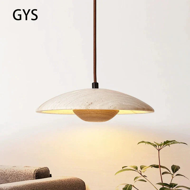 Decorbites™ Sahne Stein Holz Kronleuchter Anhängerlampe für das Schlafzimmer – Dänischer Stil Atmosphärische Beleuchtung
