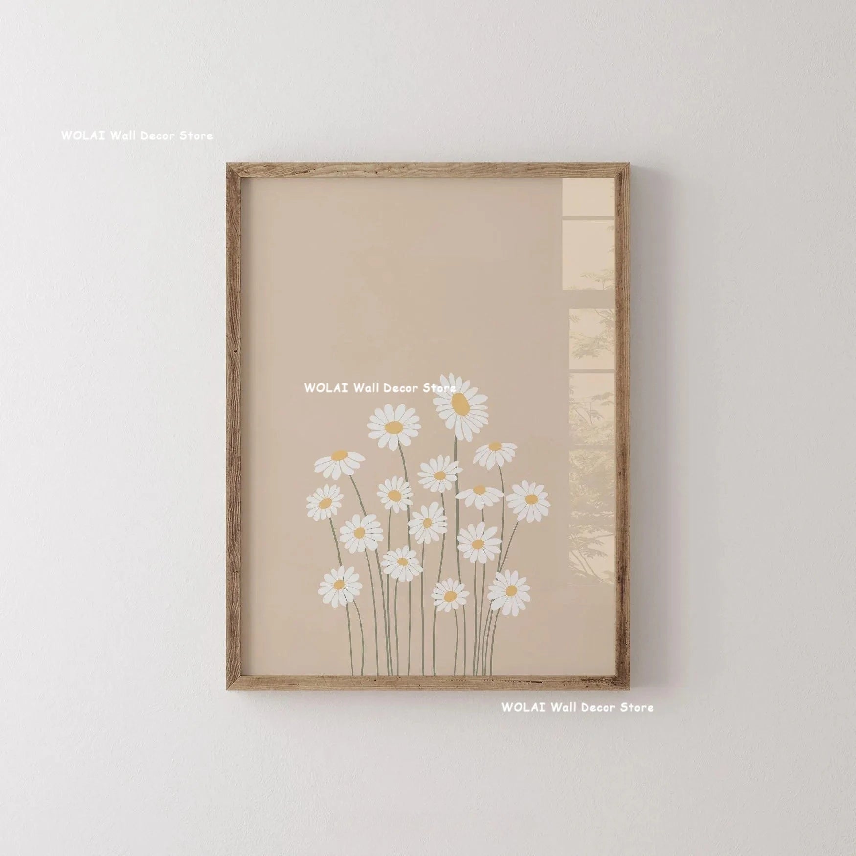 Abstract Moody Plant Art Canvas Print Mid-century Modern Beige Black Floral Line Wall Art Posters for Living Room Home Decor