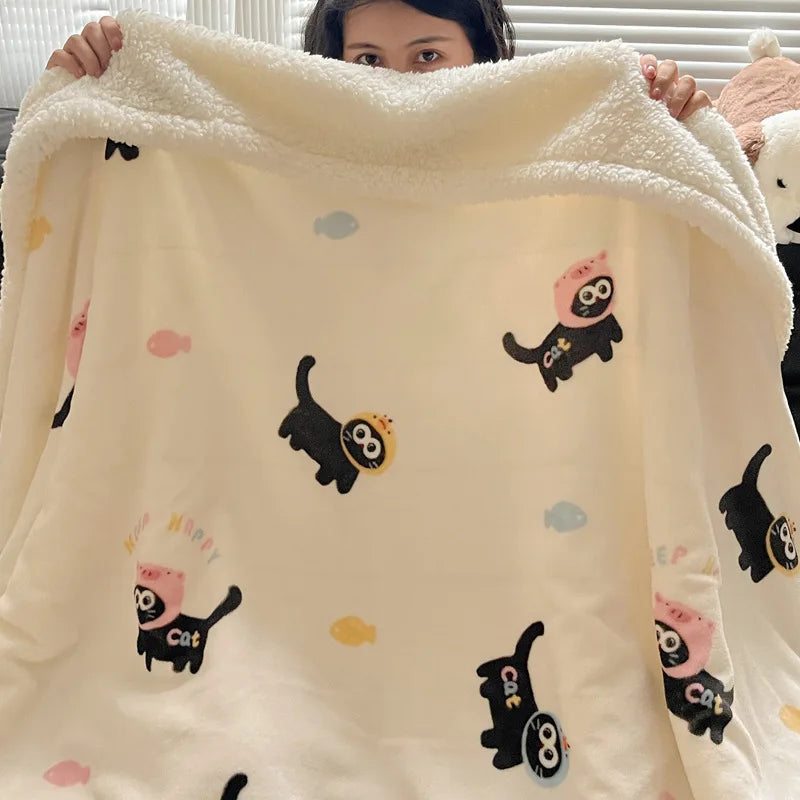 DecorBites™ Cozy Fleece Blanket | Multi-Use Office & Home Shawl | Soft & Warm Blanket