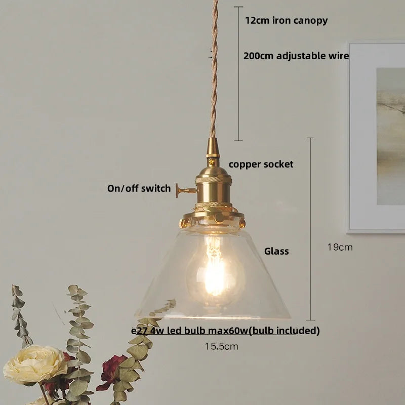 DecorBites™ LED Brass Pendant Lamp Modern Clear Glass Dining Light