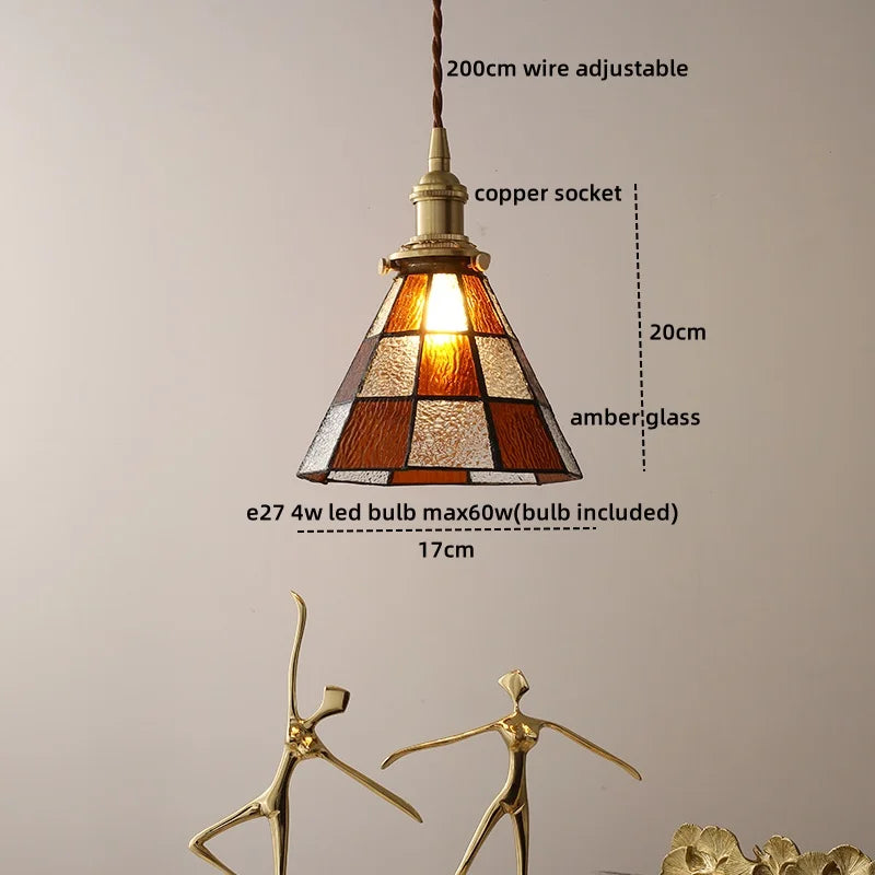 DecorBites™ Glass Copper LED Pendant Lamp for Dining Room, Nordic Modern Hanging Light Fixtures
