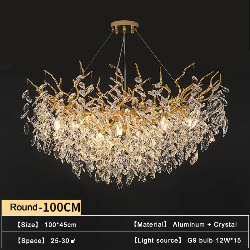 Gold Branch Crystal Chandelier Round150cm