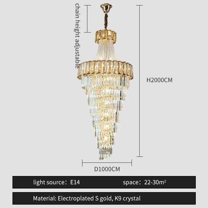 Decorbites™ Elegante Kristall-Leuchter für Duplex-Spiraltreppe und Wohnzimmer
