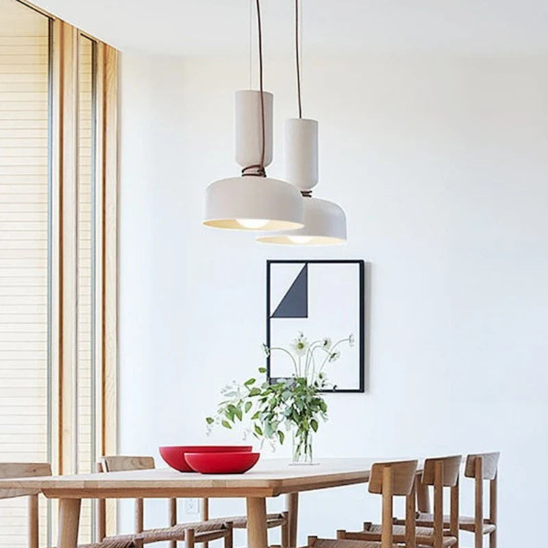 Danish Art Wrought Iron Pendant Light in Black or White