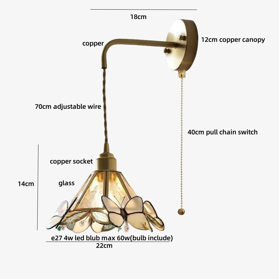 Glass Butterfly Wall Sconce