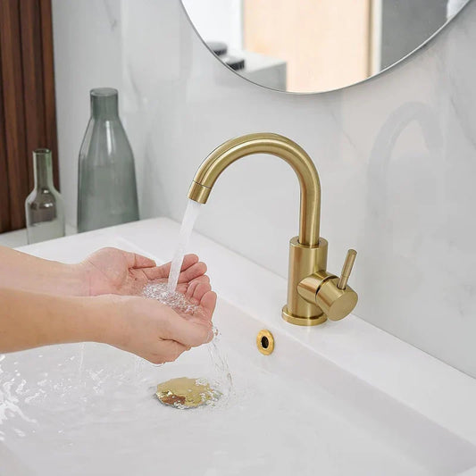 Decorbites™ Gold Edelstahl Waschbeckenarmatur, Einhebel Heiß/Kalt Badezimmer-Waschbeckenmischer