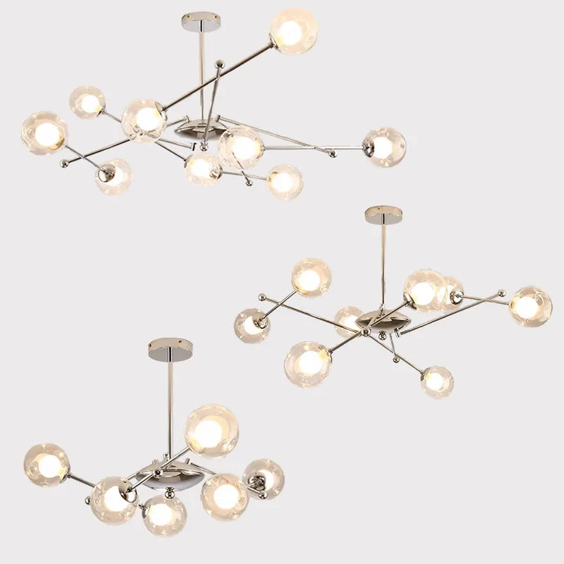 Decorbites™ Glas-Kugeln-LED-Kronleuchter Chrom-Hängeleuchte für die Hausdekoration