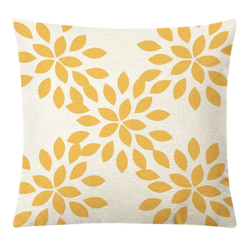 DecorBites™ Geometric Yellow Linen Pillow Cover for Modern Décor 45x45cm