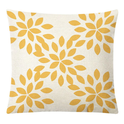 DecorBites™ Geometric Yellow Linen Pillow Cover for Modern Décor 45x45cm