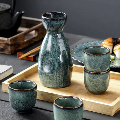 Decorbites™ Japanisches Vintage-Ton-Wein-Set | Sake- & Shochu-Kanne Kommerzielle Spender