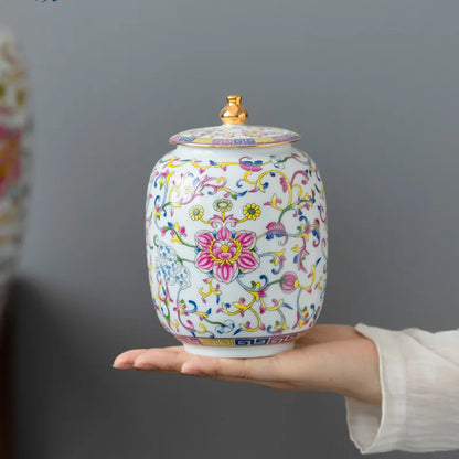 Decorbites™ Emailierter Porzellan-Teedose Ingwergefäß - Desktop-Aufbewahrungsbehälter