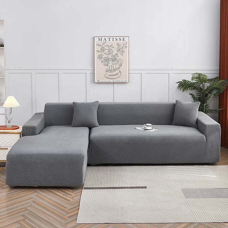 Decorbites™ Jacquard-Sofabezug | Dehnbares Fleece-Schutzbezug für dicke Couch | Einfarbiger Bezug