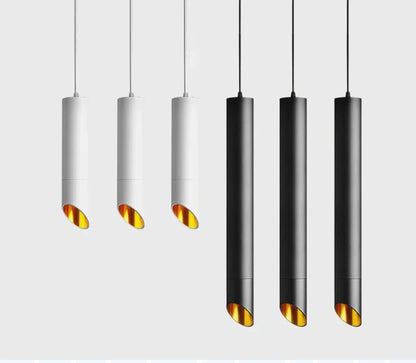 Nordic Long Tube Dimmable Pendant Light White Aluminum