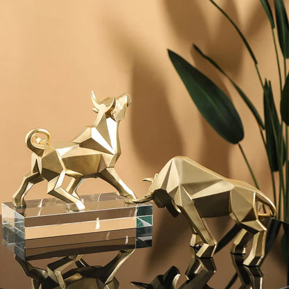 Decorbites™ Geometrische Bison-Skulptur aus Harz für Zuhause und Büro Moderne Dekoration Tischfigur