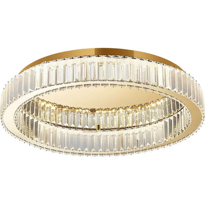 DecorBites™ Crystal Circle Chandelier: Modern Nordic LED Ceiling Lamp for Living Room, Bedroom, Study