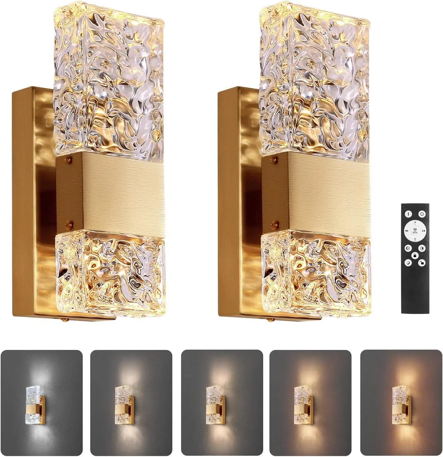 DecorBites™ Crystal LED Wall Light Remote Control Dimmable 3000K 6000K for Bedroom Hallway