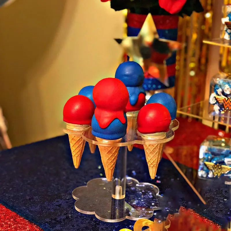 Decorbites™ Eiscreme-Waffelhalter-Ständer: Robuste Acryl-Display-Rack für Cupcakes & Waffeln