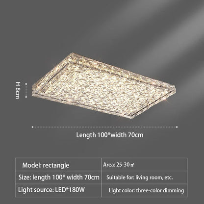 Decorbites™ Kristall-LED-Deckenleuchte | Farbwechselbar Quadratisch Silber | Rechteckig Chrom Edelstahl