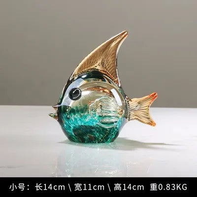 Decorbites™ Handgeblasene Glasfisch-Figur Kristallskulptur Wohnungsdekoration Geschenk Fengshui-Ornament