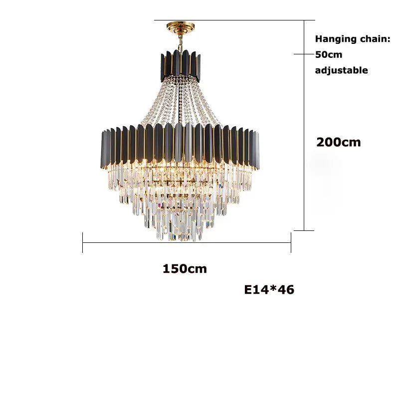 Decorbites™ Kristall-LED-Kronleuchter in Schwarz-Gold-Finish für das Esszimmer