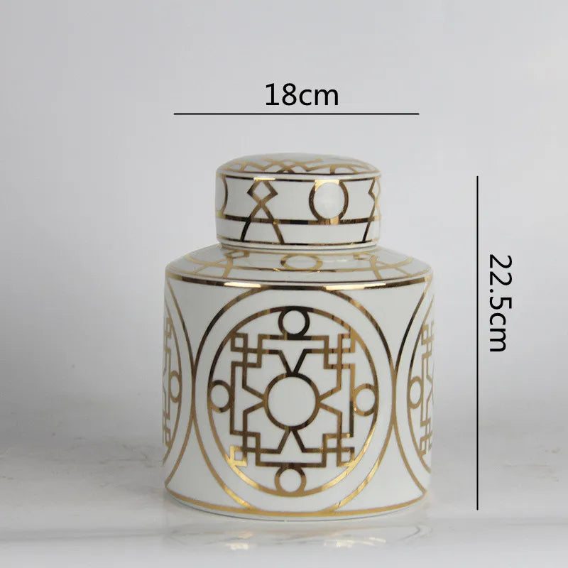 Gold Ceramic Cylinder Vase