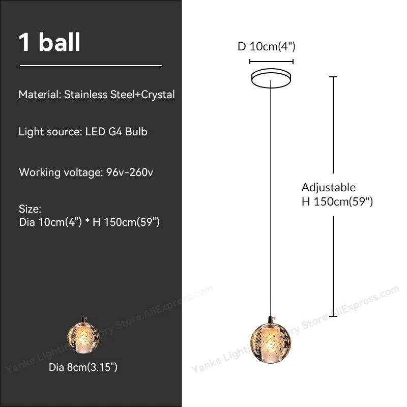 Decorbites™ Kristall-Blase-Ball-Hängeleuchte für Heimdekoration und Gastgewerberäume