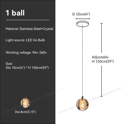 Decorbites™ Kristall-Blase-Ball-Hängeleuchte für Heimdekoration und Gastgewerberäume