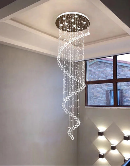 Decorbites™ K9-Kristall-Leuchter: LED-Lampe für Luxusvilla, Doppeltreppenaufgang im Wohnzimmer