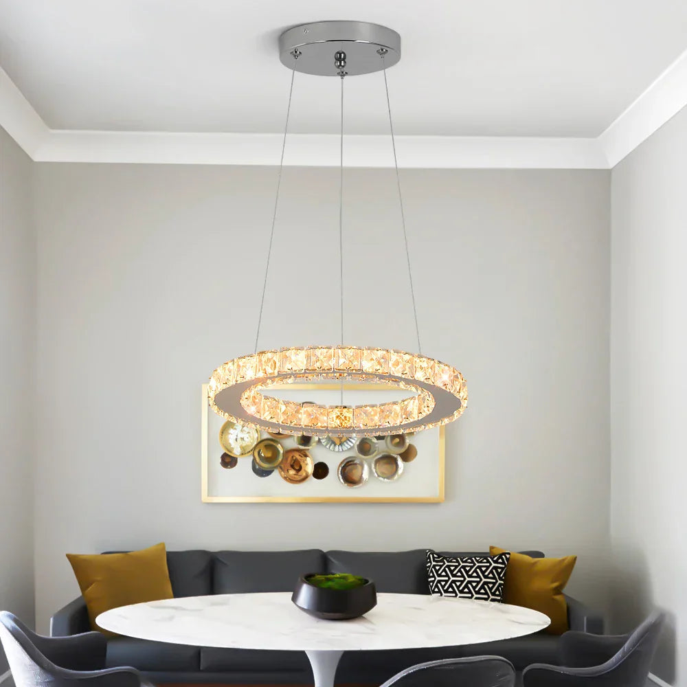 DecorBites™ Crystal LED Pendant Chandelier for Home Décor - Modern Art Fixture