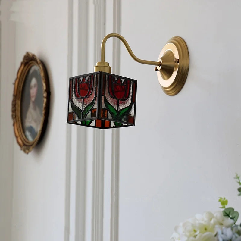 Decorbites™ Würfel-LED-Wandleuchte Kupferglas Retro-Vintage-Lampe E27 verspiegelte Waschtischleuchte