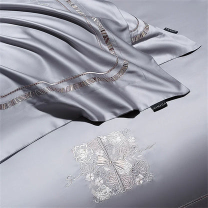 Decorbites™ Baumwoll-Satin-Jacquard-Stickerei-Bettwäsche-Set mit elastischem Spannbettlaken & Daunendeckelbezug