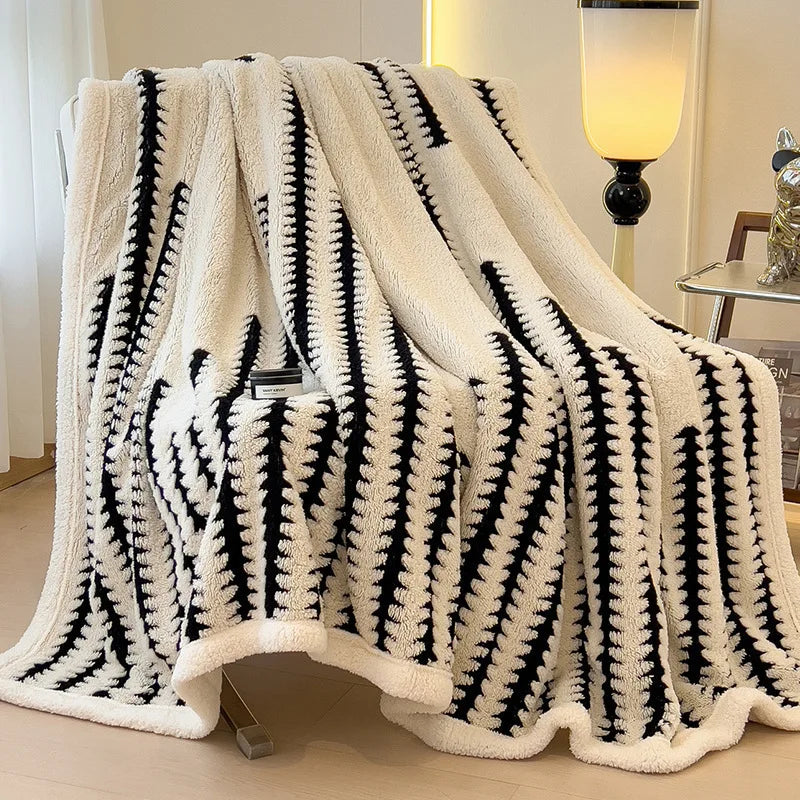 Decorbites™ Jacquard-Decke: Winterverdickte Lammwoll-Nap-Shawl für das Wohnzimmer