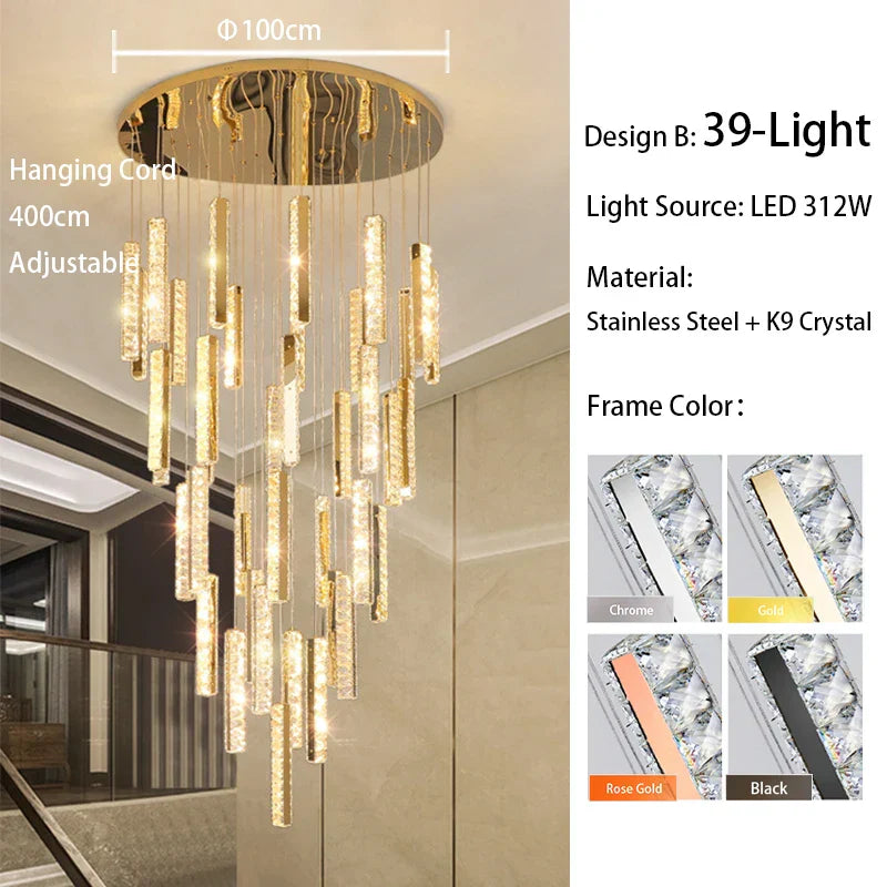 Decorbites™ Große Kristall-Luxus-Lüster für Wohnzimmer Esszimmer Halle Treppenaufsatz