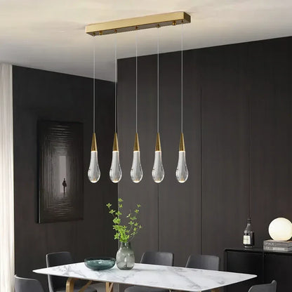 DecorBites™ Crystal Gold Pendant Lights for Dining Room Kitchen Island Chandelier