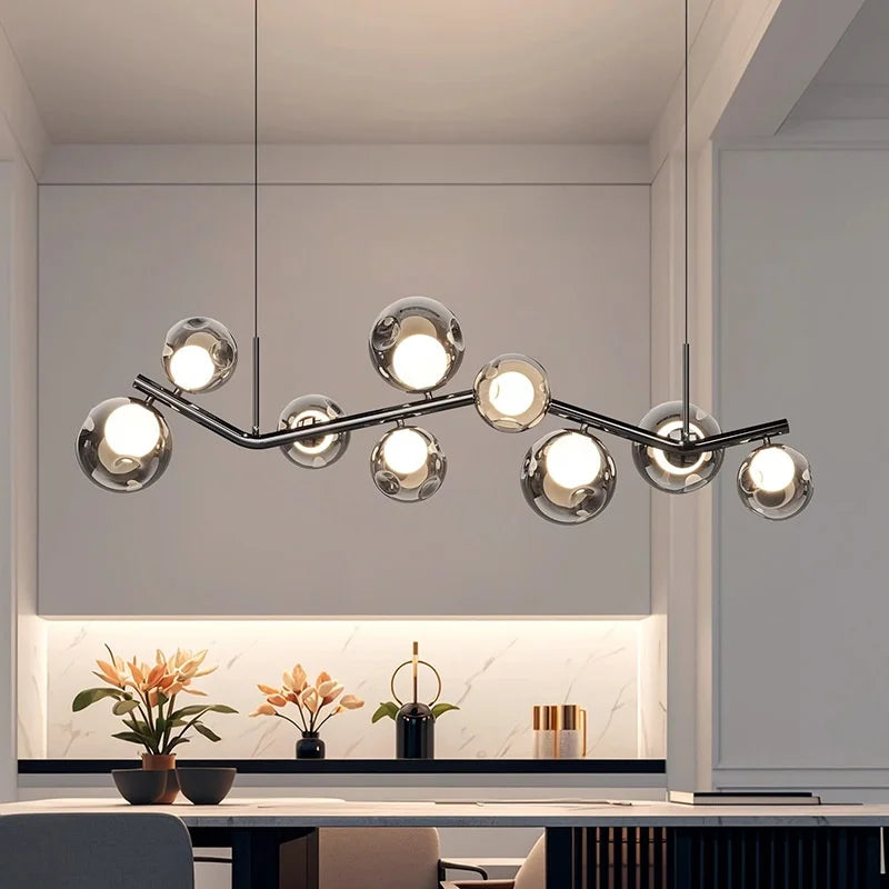 Decorbites™ Glasgloben Schwarz LED Hängelampe Kronleuchter – Nordischer Stil Esszimmer Dekoration