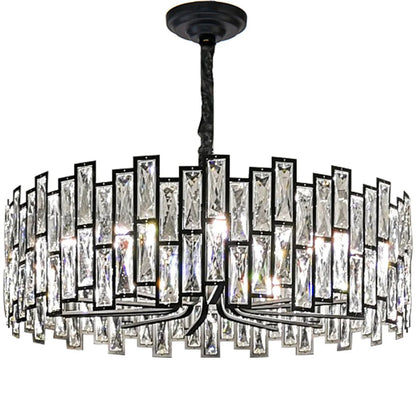 Decorbites™ Schwarzer Kristall-Kronleuchter: Elegante runde Hängeleuchte für Wohnzimmer, Esszimmer und Restaurant