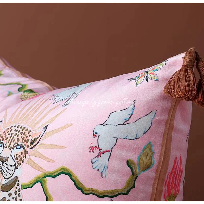 Cheetah Tassel Cushion Cover