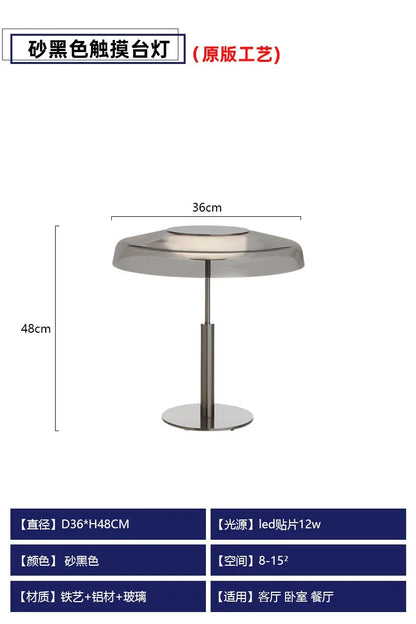 Decorbites™ DORA Glas-Tischleuchte Touch-LED Dekorative Schreibtischlampe Rot/Grau Schlafzimmer Wohnzimmer