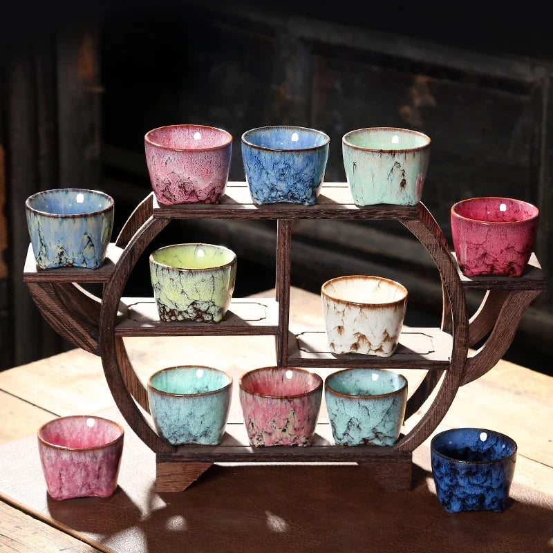 Decorbites™ Japanische Ofenverwandlungs-Keramik-Teebecher Espressotasse Kaffeetasse Töpferei Kung-Fu-Teetasse