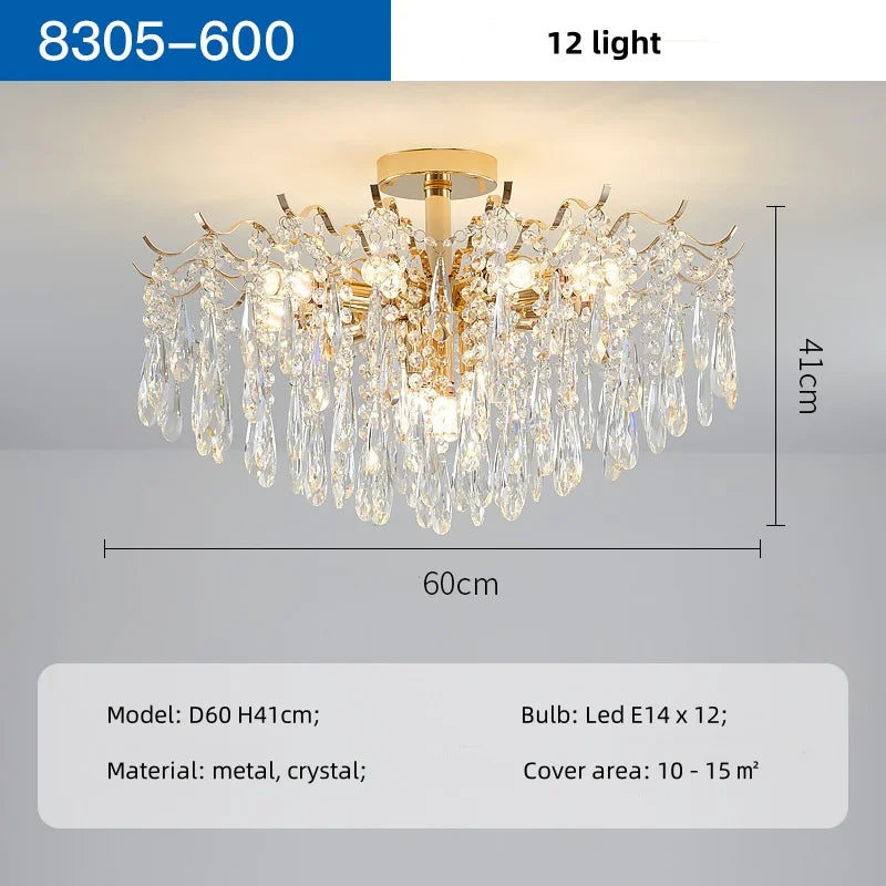 Decorbites™ K9 Kristall Gold Kronleuchter Deckenleuchte | Schlafzimmer Heimdekoration LED Deckenlampe