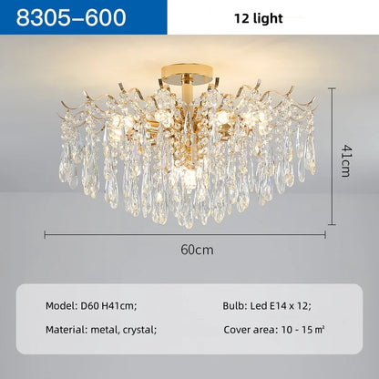 Decorbites™ K9 Kristall Gold Kronleuchter Deckenleuchte | Schlafzimmer Heimdekoration LED Deckenlampe