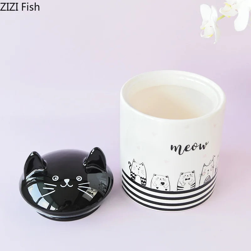 Decorbites™ Schwarze Katze Keramik-Schmuckdose Kosmetikdose Duftgefäß Bonbon-Dosen